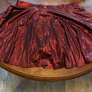 Glamorous Metallic Red Skater Skirt